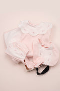 Embroidered Scalloped Collar 5-piece set - Pink