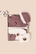 Flower Basket Embroidered 7-piece set - Plum